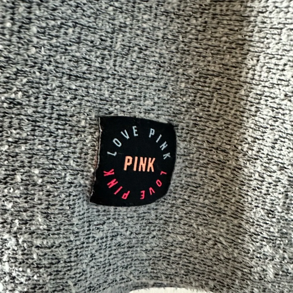 PINK Victoria’s Secret Lace-Up Hooded Sweater Pullover Gray Logo Back Size S - Picture 6 of 7